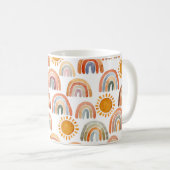 Waterverf Whimsical Boho Rainbow en Sun Kinder Koffiemok (Voorkant rechts)