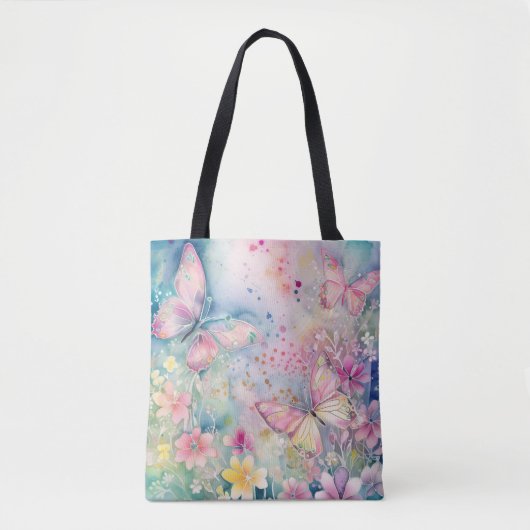Waterverf Whimsical Butterflies and Flowers Tas (Voorkant)