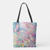 Waterverf Whimsical Butterflies and Flowers Tas (Achterkant)