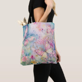 Waterverf Whimsical Butterflies and Flowers Tas (Dichtbij)