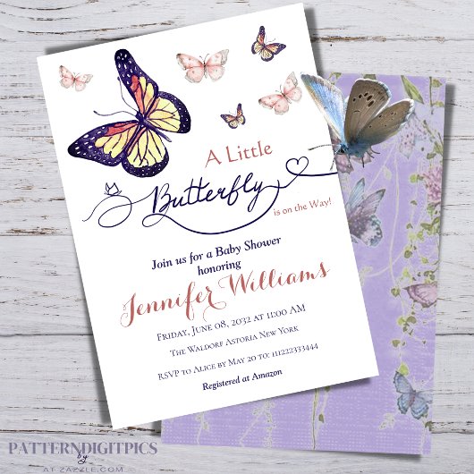 Waterverf Whimsical Butterfly Garden Baby shower Kaart