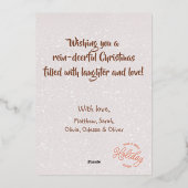 Waterverf Whimsical Christmas Rendier Roos Goud Folie Feestdagenkaart (Achterkant)