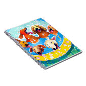 Waterverf Whimsical Dogs Pool Party Square Poster Notitieboek (Rechterzijde)