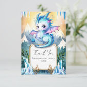 Waterverf Whimsical Dragon Baby shower Bedankkaart (Staand voorkant)