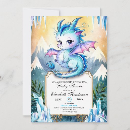 Waterverf Whimsical Dragon Baby shower Kaart (Voorkant)