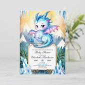Waterverf Whimsical Dragon Baby shower Kaart (Staand voorkant)
