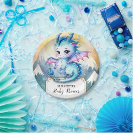 Waterverf Whimsical Dragon Baby shower Papieren Bordje