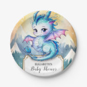 Waterverf Whimsical Dragon Baby shower Papieren Bordje (Voorkant)