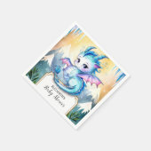 Waterverf Whimsical Dragon Baby shower Servet (Hoek)