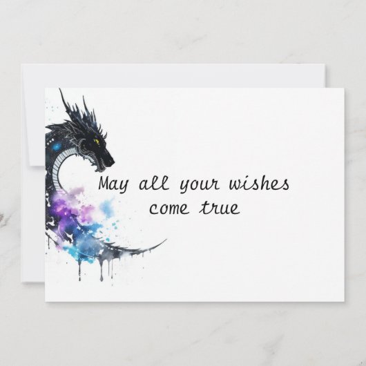 Waterverf Whimsical Dragon Birthday Kaart (Achterkant)