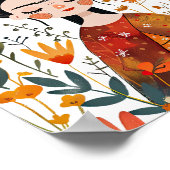 Waterverf Whimsical Frida Kahlo met Bloemen Poster (Hoek)