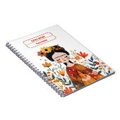 Waterverf Whimsical Frida Kahlo met Naam Notitieboek (Rechterzijde)