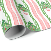 Waterverf Whimsical Gestreepte Kerstbomen Cadeaupapier (Rol Hoek)
