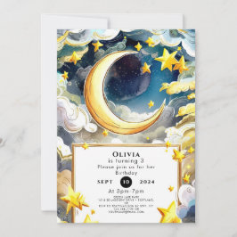 Waterverf Whimsical Moon Verjaardag Kaart