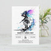 Waterverf Whimsical Ninja Boy Digitale Verjaardag Kaart (Staand voorkant)