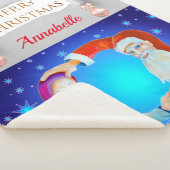 Waterverf Whimsical Santa Claus Merry Kerstmis Sherpa Deken (3/4)