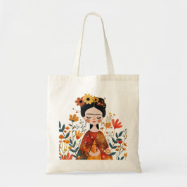 Waterverf Whimsical Schattige Frida Kahlo Illustra Tote Bag