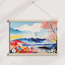 Waterverf Whimsical Springtime Mountain Poster