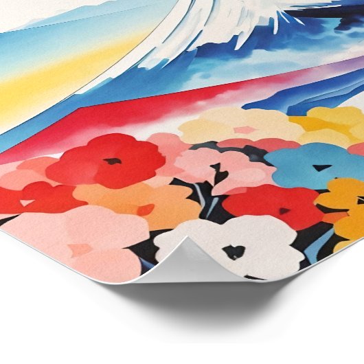 Waterverf Whimsical Springtime Mountain Poster (Hoek)