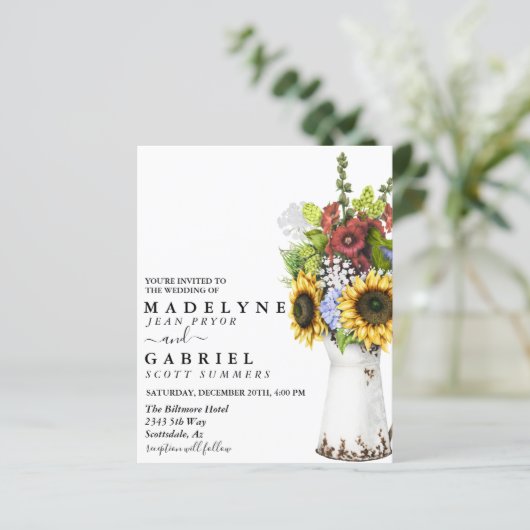 Waterverf Whimsical Sunflower Rustic Floral (Staand voorkant)