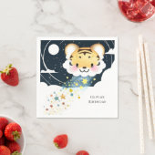 Waterverf Whimsical Tiger Verjaardag Servet (Insitu)