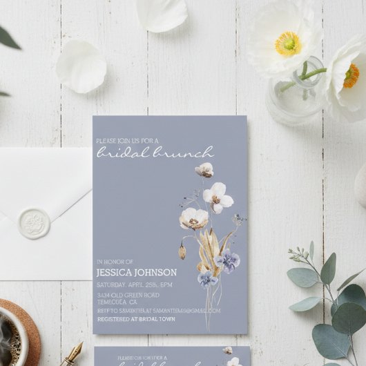 Waterverf Whimsical Wild Flower Bridal Brunch Kaart