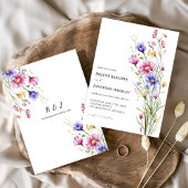 Waterverf Whimsical Wildflower Elegant Bruiloft Kaart