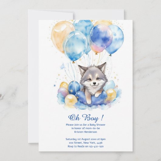Waterverf Whimsical Wolf Cubs Baby shower Kaart (Voorkant)