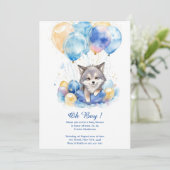 Waterverf Whimsical Wolf Cubs Baby shower Kaart (Staand voorkant)