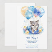 Waterverf Whimsical Wolf Cubs Baby shower Kaart (Voorkant / Achterkant)