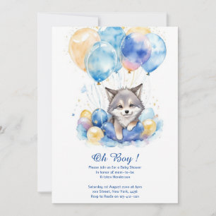 Waterverf Whimsical Wolf Cubs Baby shower Kaart