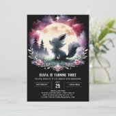 Waterverf Whimsical Wolf Verjaardag Kaart (Staand voorkant)