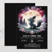 Waterverf Whimsical Wolf Verjaardag Kaart (Voorkant / Achterkant)