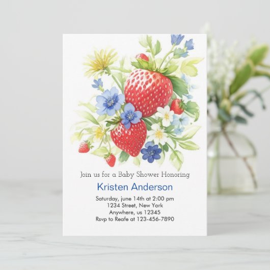 Waterverf Whimsy Berry Fields Boy Baby shower Kaart (Staand voorkant)