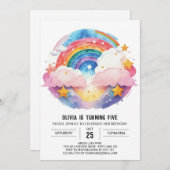 Waterverf Whimsy Clouds Verjaardag Kaart (Voorkant / Achterkant)