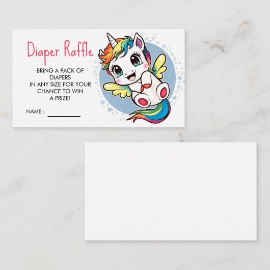 Waterverf Whimsy Eenhoorn Baby shower Informatiekaartje (Voorkant / Achterkant)