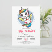 Waterverf Whimsy Eenhoorn Baby shower Kaart (Staand voorkant)