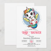 Waterverf Whimsy Eenhoorn Baby shower Kaart (Voorkant / Achterkant)