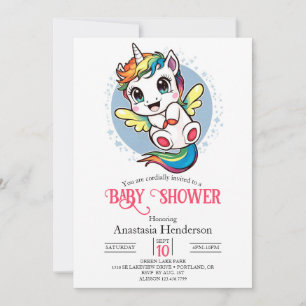 Waterverf Whimsy Eenhoorn Baby shower Kaart