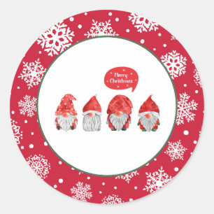 Waterverf Whimsy: Gnome Santas Vrolijk kerstfeest Ronde Sticker