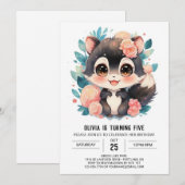 Waterverf Whimsy Skunk Verjaardag Kaart (Voorkant / Achterkant)