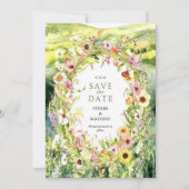 Waterverf Whimsy Wildflower bruiloft Save The Date (Voorkant)