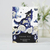 Waterverf Whimsy Wolf Verjaardag Bedankkaart (Staand voorkant)