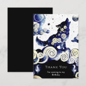 Waterverf Whimsy Wolf Verjaardag Bedankkaart (Voorkant / Achterkant)