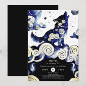 Waterverf Whimsy Wolf Verjaardag Kaart (Voorkant / Achterkant)