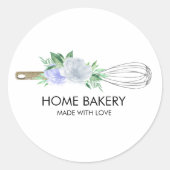 Waterverf Whisk en Bloemen Bakken Ronde Sticker (Voorkant)