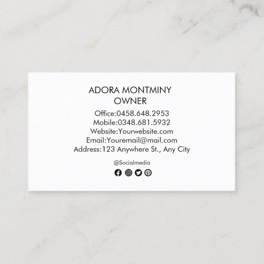 Waterverf Whisk en Bloemen Bakken Visitekaartje (Achterkant)