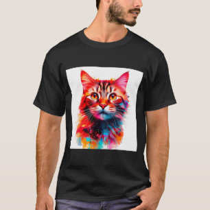 Waterverf Whiskers: een levendig kattenportret T-shirt