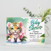 Waterverf Whiskers Tijger Baby shower Kaart (Staand voorkant)