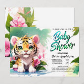 Waterverf Whiskers Tijger Baby shower Kaart (Voorkant / Achterkant)